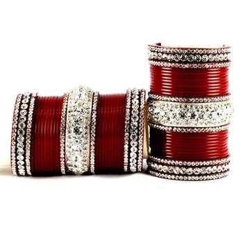 personalized acrylic suhag punjabi bridal bangles set colour red  size-2.4,2.6,2.8,2.10 2