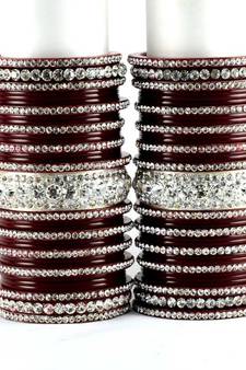 personalized acrylic suhag punjabi bridal bangles set colour maroon  size-2.4,2.6,2.8,2.10