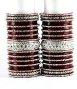 personalized acrylic suhag punjabi bridal bangles set colour maroon  size-2.4,2.6,2.8,2.10