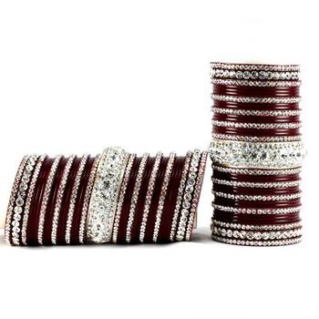 personalized acrylic suhag punjabi bridal bangles set colour maroon  size-2.4,2.6,2.8,2.10 2