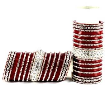 personalized acrylic suhag punjabi bridal bangles set colour red  size-2.4,2.6,2.8,2.10 2