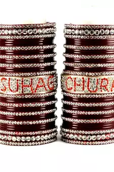 personalized name bangles set  with Rhinestones embedded in names colour maroon size-2.4,2.6,2.8,2.10