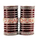 personalized name bangles set  with Rhinestones embedded in names colour maroon size-2.4,2.6,2.8,2.10