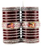 personalized photo bangles set  with Rhinestones embedded  colour maroon size-2.4,2.6,2.8,2.10