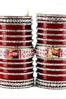 personalized photo bangles set  with Rhinestones embedded  colour red size-2.4,2.6,2.8,2.10