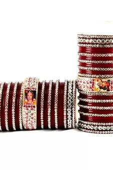 personalized photo bangles set  with Rhinestones embedded  colour red size-2.4,2.6,2.8,2.10