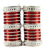 personalized brass metel suhag punjabi bridal bangles set colour red  size-2.4,2.6,2.8,2.10