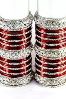 personalized brass metel suhag punjabi bridal bangles set colour maroon  size-2.4,2.6,2.8,2.10