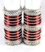 personalized brass metel suhag punjabi bridal bangles set colour maroon  size-2.4,2.6,2.8,2.10