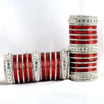 personalized brass metel suhag punjabi bridal bangles set colour maroon  size-2.4,2.6,2.8,2.10 2