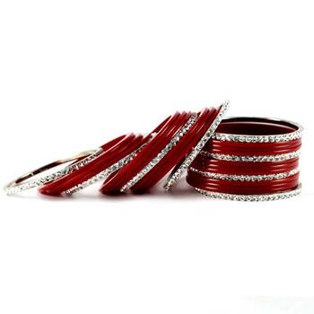 brass acrylic metel bangles  set  colour red size-2.4,2.6,2.8,2.10 1