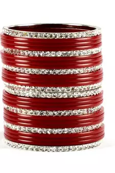 brass acrylic metel bangles  set  colour red size-2.4,2.6,2.8,2.10