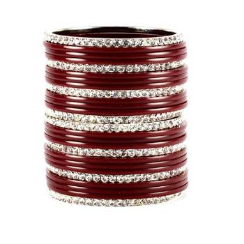 brass acrylic metel bangles  set  colour maroon size-2.4,2.6,2.8,2.10 2