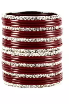 brass acrylic metel bangles  set  colour maroon size-2.4,2.6,2.8,2.10
