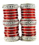 personalized brass metel suhag punjabi bridal bangles set colour red  size-2.4,2.6,2.8,2.10