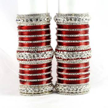 personalized brass metel suhag punjabi bridal bangles set colour maroon  size-2.4,2.6,2.8,2.10 1