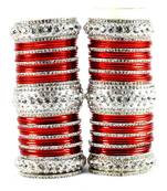 personalized brass metel suhag punjabi bridal bangles set colour red  size-2.4,2.6,2.8,2.10
