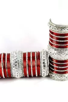 personalized brass metel suhag punjabi bridal bangles set colour red  size-2.4,2.6,2.8,2.10