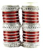 personalized brass metel suhag punjabi bridal bangles set colour maroon  size-2.4,2.6,2.8,2.10
