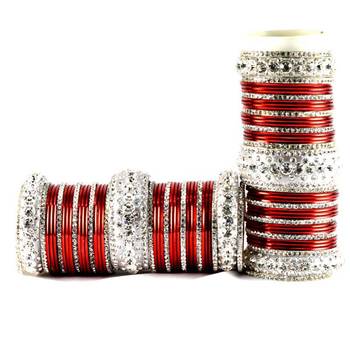 personalized brass metel suhag punjabi bridal bangles set colour maroon  size-2.4,2.6,2.8,2.10 2