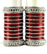 personalized brass metel suhag punjabi bridal bangles set colour maroon  size-2.4,2.6,2.8,2.10