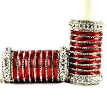 personalized brass metel suhag punjabi bridal bangles set colour maroon  size-2.4,2.6,2.8,2.10 2