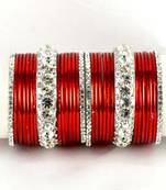 Metel Kara Churi Bangles Set Colour Red