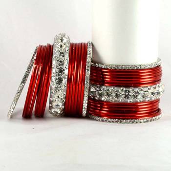 Metel Kara Churi Bangles Set Colour Red 2