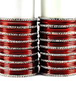 metel rhinestones churi bangles set colour maroon  size-2.4,2.6,2.8,2.10