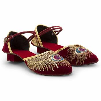 Maroon Synthetic Leather Wedding Wear Traditional Footwear For Women 1