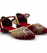 Maroon Synthetic Leather Wedding Wear Traditional Footwear For Women