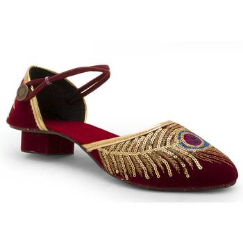 Maroon Synthetic Leather Wedding Wear Traditional Footwear For Women 2