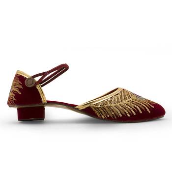 Maroon Synthetic Leather Wedding Wear Traditional Footwear For Women 3