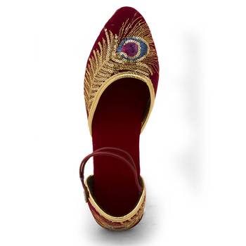 Maroon Synthetic Leather Wedding Wear Traditional Footwear For Women 4