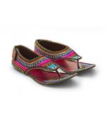 Multicolor Synthetic Leather Wedding Wear Traditional Footwear For Women