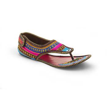Multicolor Synthetic Leather Wedding Wear Traditional Footwear For Women 2