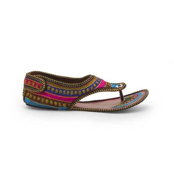 Multicolor Synthetic Leather Wedding Wear Traditional Footwear For Women 3