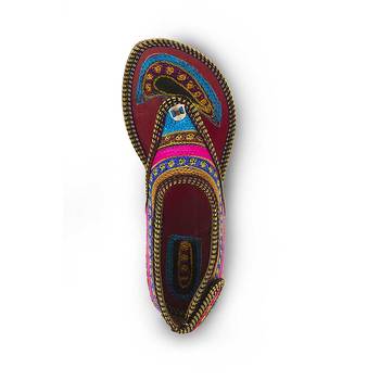 Multicolor Synthetic Leather Wedding Wear Traditional Footwear For Women 4