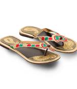 Multicolor Leather Casual Wear Traditional Footwear For Women