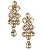 Flower kundan ethnic white dangler earring jewelry