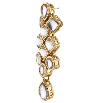 Flower kundan ethnic white dangler earring jewelry 2