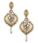 Fascinating kundan cut work faux pearl earring