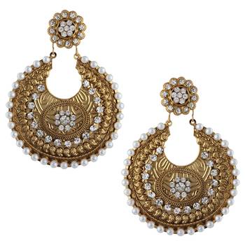 Pearl Polki Circular Earring Festive Flower Jewelery 1