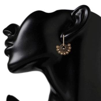 Black Hoop bali meenakari pearl dangler Indian ethnic earrings 3