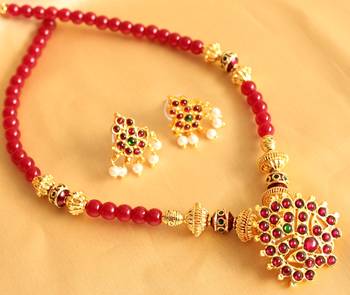 Beautiful Ruby Temple Jewel Necklace Set 1
