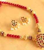 Beautiful Ruby Temple Jewel Necklace Set