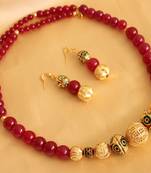 Lovely Handmade Red Beaded Necklace Set