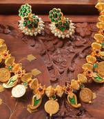 Mesmerising Handmade Green Mango Coin Necklace Set