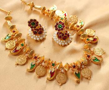 Mesmerising Handmade Multicolour Mango Coin Necklace Set 2