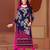 blue georgette embroidered semi stitched salwar with dupatta